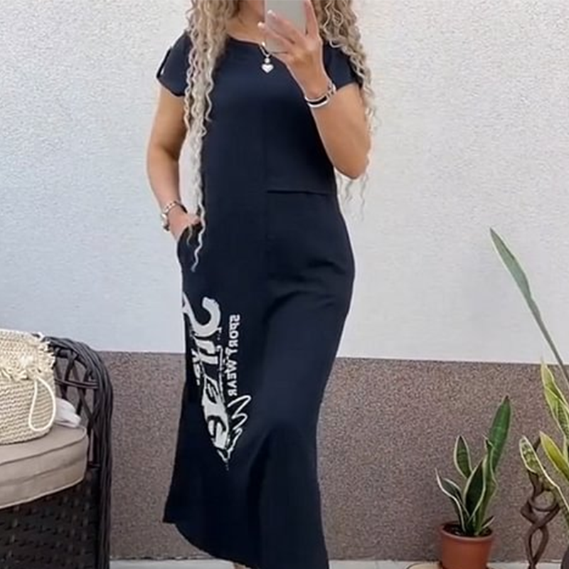 🌿Short Sleeve Side Slit Dress | Women's Loose Summer Essential