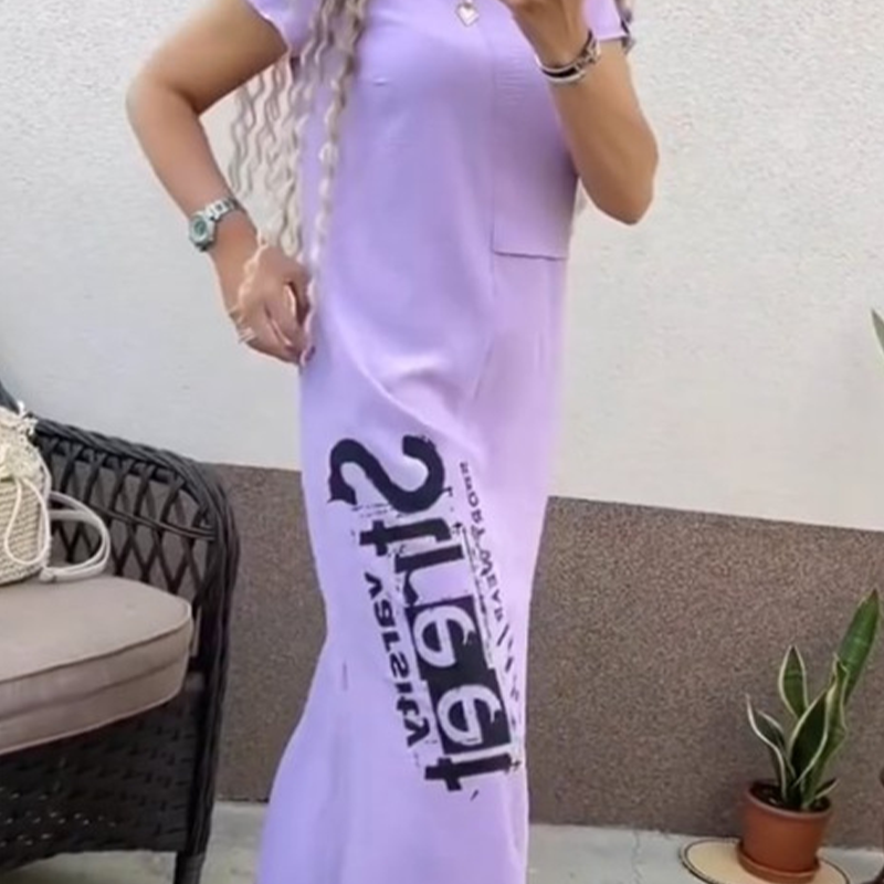 🌿Short Sleeve Side Slit Dress | Women's Loose Summer Essential