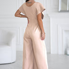👗 Women’s V - Neck Wide - Legged Jumpsuit | One - Piece Chic & Comfort