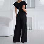 👗 Women’s V - Neck Wide - Legged Jumpsuit | One - Piece Chic & Comfort