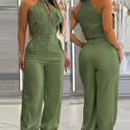 🔥Summer Model Vibes🔥 Women's Sleeveless Crop Top & High - Waist Pants Set 👙✨