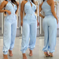 🔥Summer Model Vibes🔥 Women's Sleeveless Crop Top & High - Waist Pants Set 👙✨