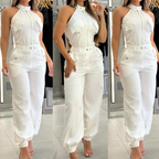 🔥Summer Model Vibes🔥 Women's Sleeveless Crop Top & High - Waist Pants Set 👙✨