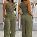 🔥Summer Model Vibes🔥 Women's Sleeveless Crop Top & High - Waist Pants Set 👙✨