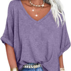 😌9.99! Women's Casual Loose V - Neck Top | Relaxed & Chic Style
