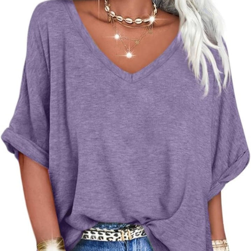 😌9.99! Women's Casual Loose V - Neck Top | Relaxed & Chic Style