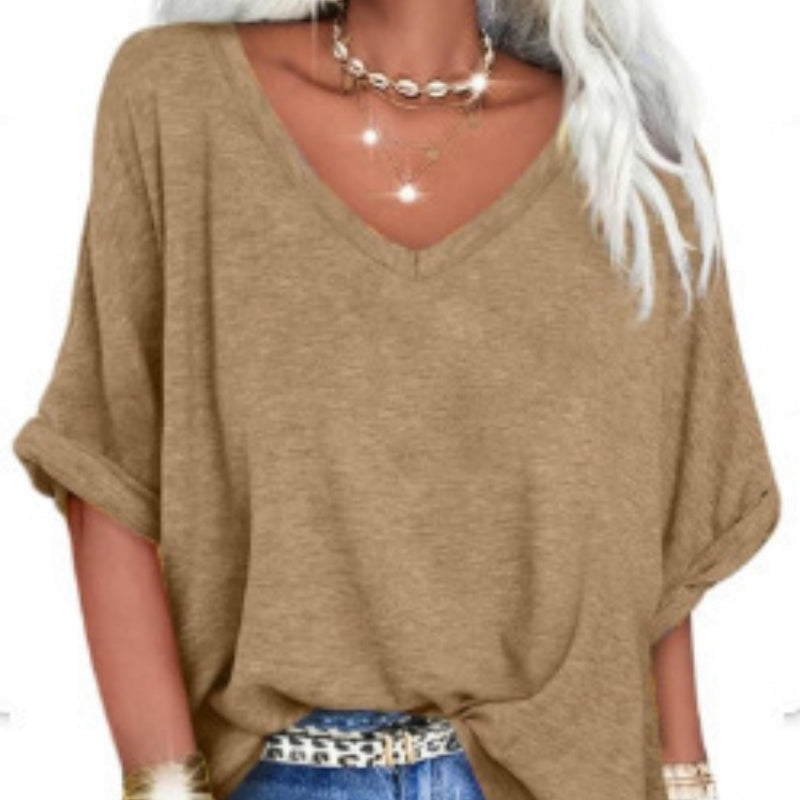 😌9.99! Women's Casual Loose V - Neck Top | Relaxed & Chic Style