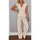 💋 Elegant V-Neck Co-ord Set – Wrinkle-Resistant Fabric, Office to Evening Ready