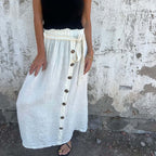 🎀Solid Color Skirt | Button Detail & Tie Belt - Timeless Wardrobe