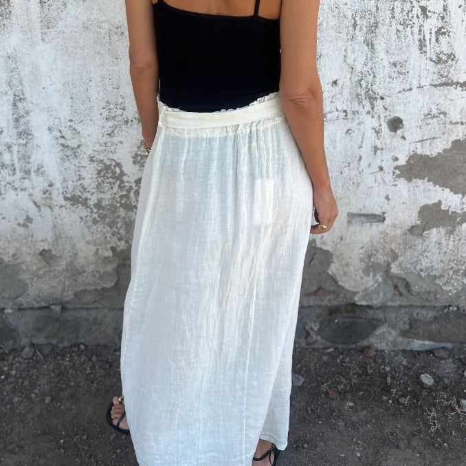 🎀Solid Color Skirt | Button Detail & Tie Belt - Timeless Wardrobe