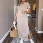 👗 Long T-shirt dress with side slit|Loose fit + breathable fabric, more comfortable without strangling meat