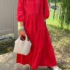 🌿 Lapel slit ankle skirt|loose cut Slightly flared hem, a pear-shaped figure to cover the flesh