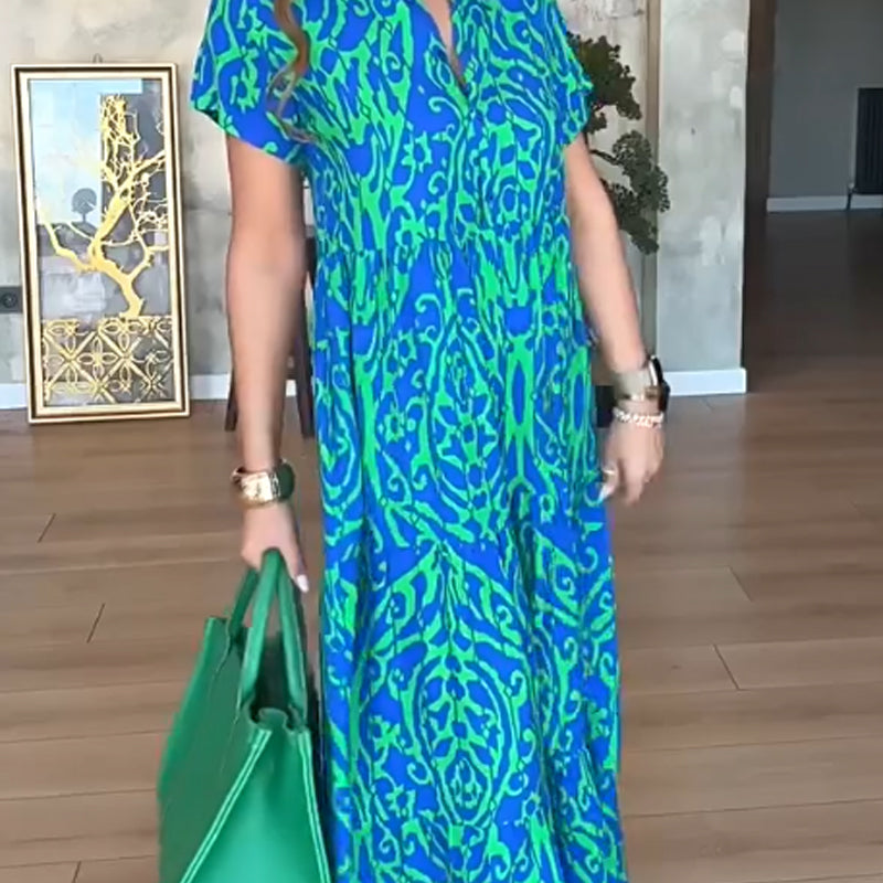 👗 Printed A-line maxi dress | Loose Tibetan meat, daily wear, loose and temperamental ✨