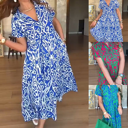 👗 Printed A-line maxi dress | Loose Tibetan meat, daily wear, loose and temperamental ✨