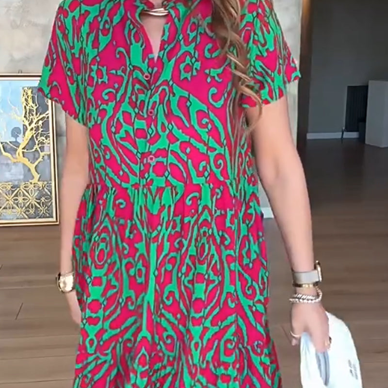 👗 Printed A-line maxi dress | Loose Tibetan meat, daily wear, loose and temperamental ✨