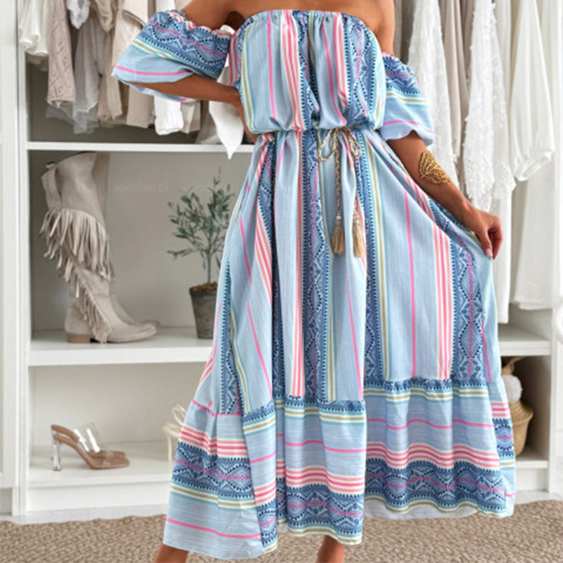 🌈Vibrant Print Off - Shoulder Dress | Bright Hues for Happy Vibes