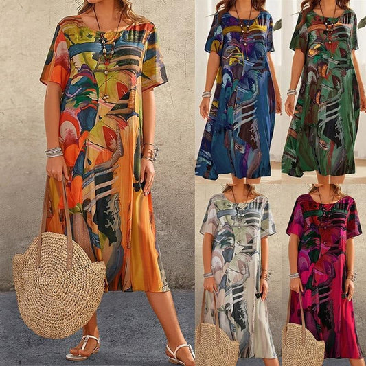 ✨ The silk tropical dress is too stunning! The drape is smooth, and the breeze blows through the flutter