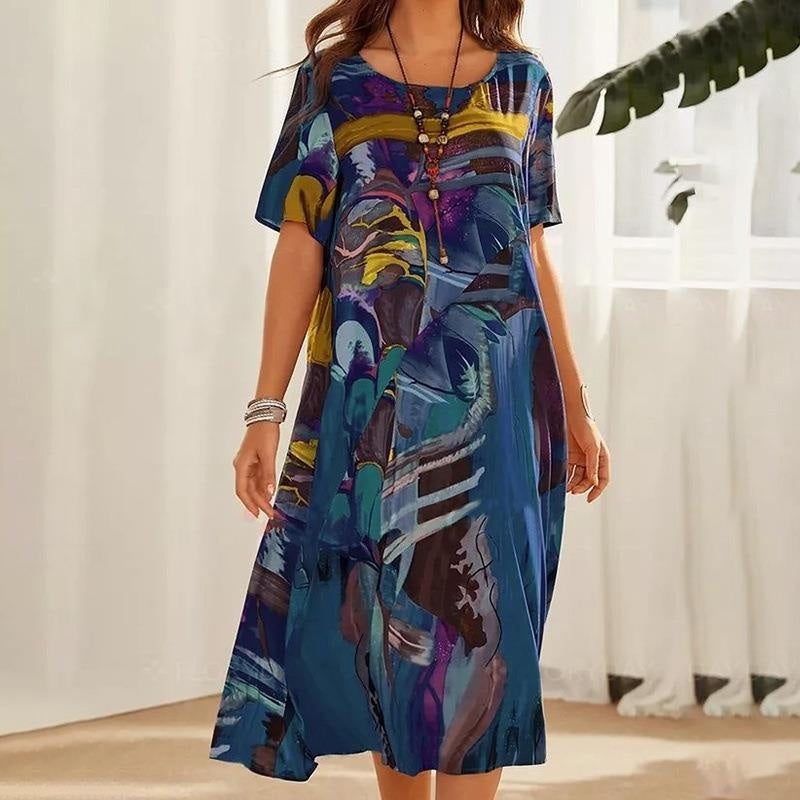 ✨ The silk tropical dress is too stunning! The drape is smooth, and the breeze blows through the flutter