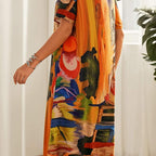 ✨ The silk tropical dress is too stunning! The drape is smooth, and the breeze blows through the flutter