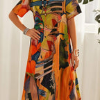 ✨ The silk tropical dress is too stunning! The drape is smooth, and the breeze blows through the flutter