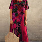 ✨ The silk tropical dress is too stunning! The drape is smooth, and the breeze blows through the flutter