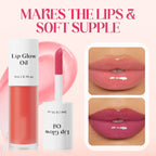 🍓🌸 Fruity and floral lip oil|Burst water moisturizing Mirror water, tender enough to pinch out water~