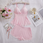 🎉Summer Hot Sale💕Lace Trimmed V-Neck Camisole & Shorts Sleepwear Set