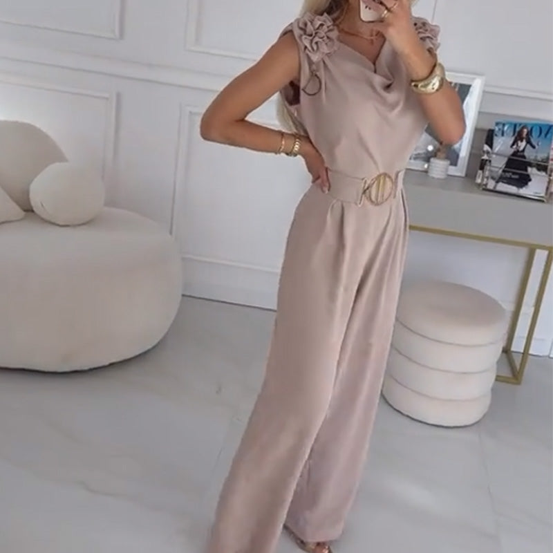 ✨Women's Floral-Embellished Sleeveless Jumpsuit