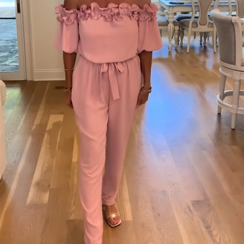 🌸Off-the-shoulder ruffle jumpsuit | Relaxed and refined at the touch of a button✨