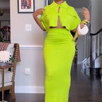 Cropped top + maxi skirt two-piece set 👗|High-waisted cut shows 30% ✨ leg length