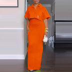 Cropped top + maxi skirt two-piece set 👗|High-waisted cut shows 30% ✨ leg length