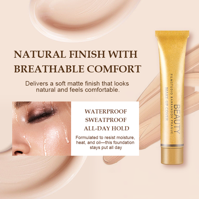 💦 Waterproof foundation cream matching beauty brush ✨ to cover blemishes and fit naturally One set is done