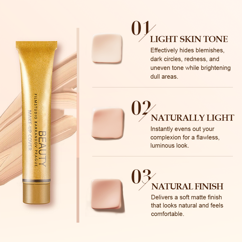 💦 Waterproof foundation cream matching beauty brush ✨ to cover blemishes and fit naturally One set is done