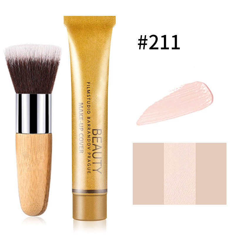 💦 Waterproof foundation cream matching beauty brush ✨ to cover blemishes and fit naturally One set is done