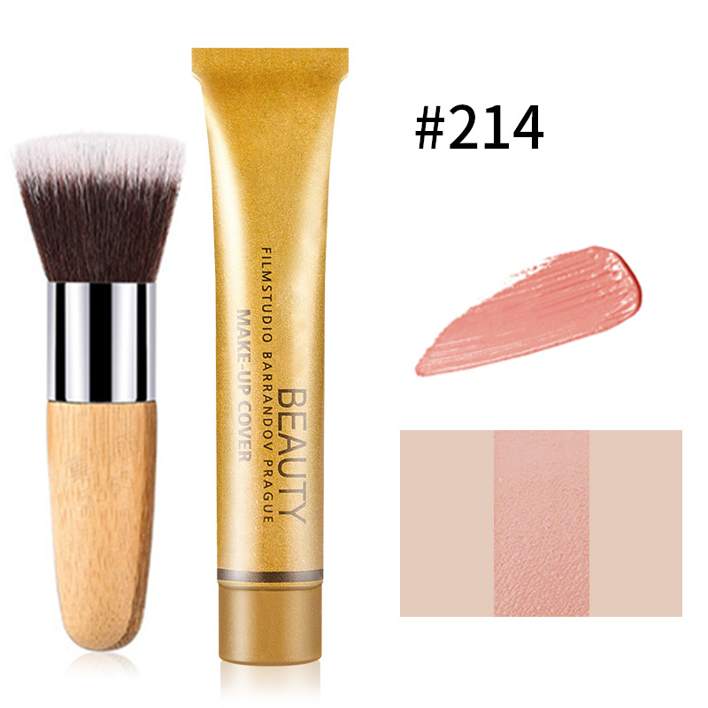 💦 Waterproof foundation cream matching beauty brush ✨ to cover blemishes and fit naturally One set is done