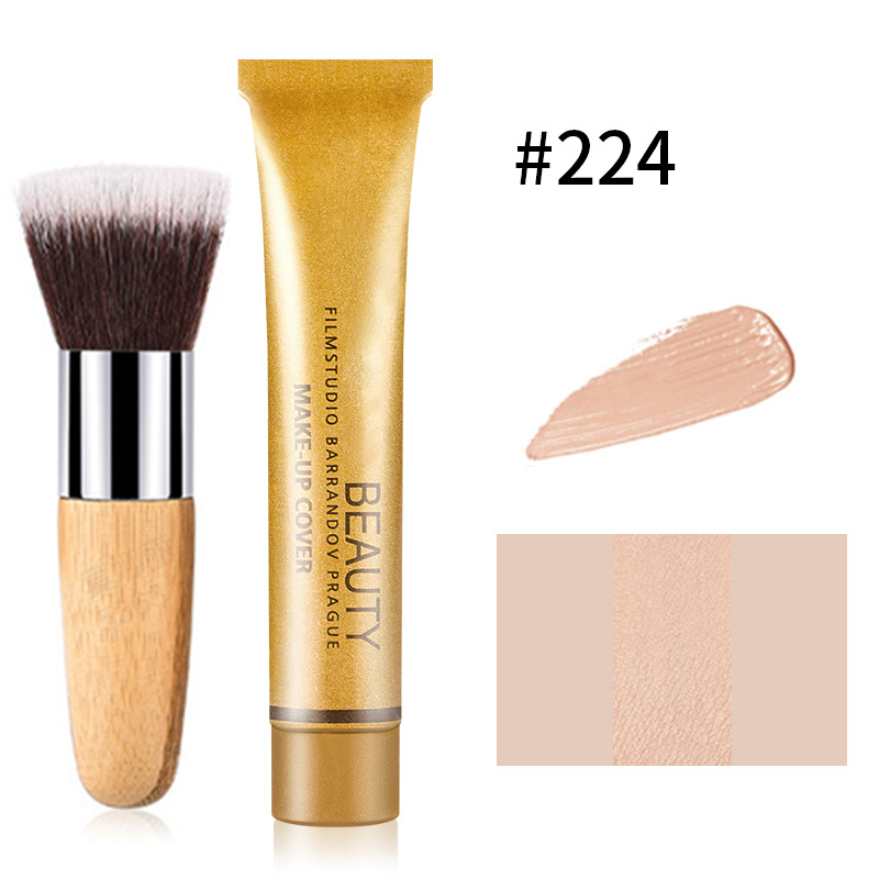 💦 Waterproof foundation cream matching beauty brush ✨ to cover blemishes and fit naturally One set is done