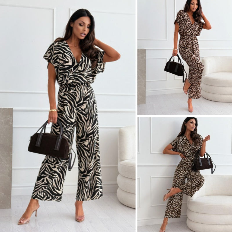 🔥Last Day Promotion 50% OFF🔥✨Women’s Leopard Print Wide-Leg Jumpsuit