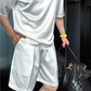 🧊 Men's Silk-Like Solid Two-Piece Set – Loose Fit, All-Day Comfort