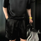 🧊 Men's Silk-Like Solid Two-Piece Set – Loose Fit, All-Day Comfort