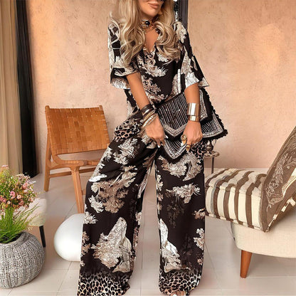 ✅ Daily needs! Printed V-neck set | A set of solutions to wear, casual and fashionable, not tired of wearing every day