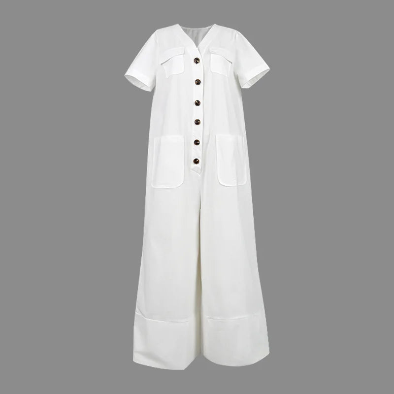 🧚 Women's V-Neck Loose Jumpsuit – Casual Comfort, All-Day Wear