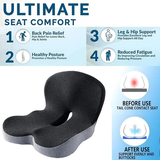 💺Non-Slip Memory Foam Seat Cushion 🔥Pain-Free Comfort for Daily & Long-Haul Driving