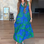👗Women’s Fashion Print Sleeveless Maxi Dress | Island/Sunset is amazing! Printed maxi dress 🌅