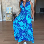 👗Women’s Fashion Print Sleeveless Maxi Dress | Island/Sunset is amazing! Printed maxi dress 🌅
