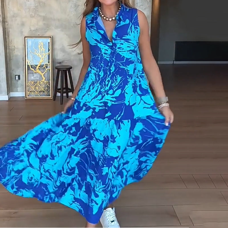 👗Women’s Fashion Print Sleeveless Maxi Dress | Island/Sunset is amazing! Printed maxi dress 🌅