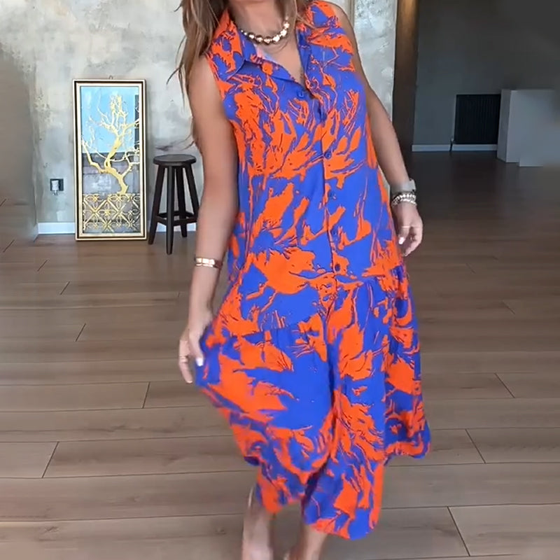 👗Women’s Fashion Print Sleeveless Maxi Dress | Island/Sunset is amazing! Printed maxi dress 🌅