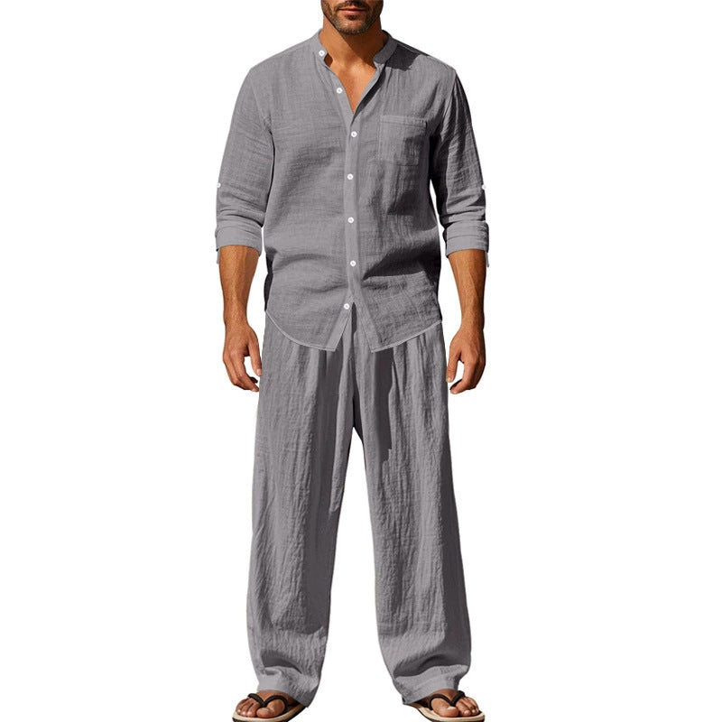 🍃 Lightweight Cotton Men's Casual Shirt & Pants Set