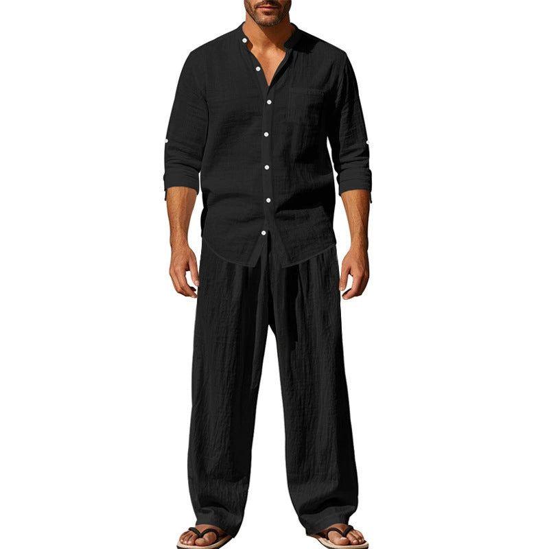 🍃 Lightweight Cotton Men's Casual Shirt & Pants Set