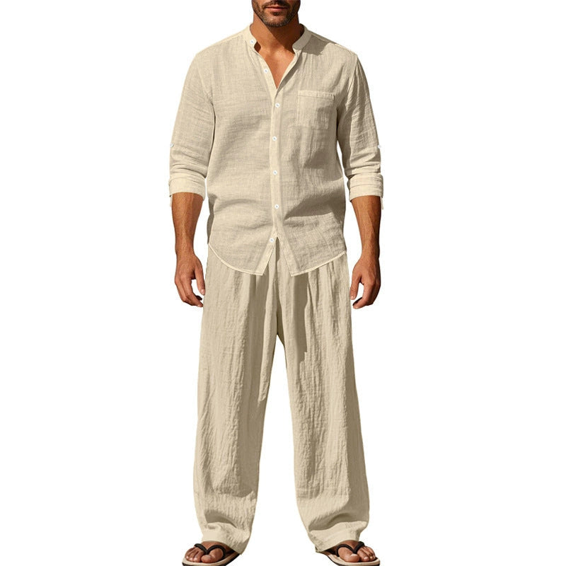 🍃 Lightweight Cotton Men's Casual Shirt & Pants Set