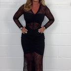 👗 Women's V-Neck Lace Dress – Sexy Sheer Details, Romantic Vibes🎉